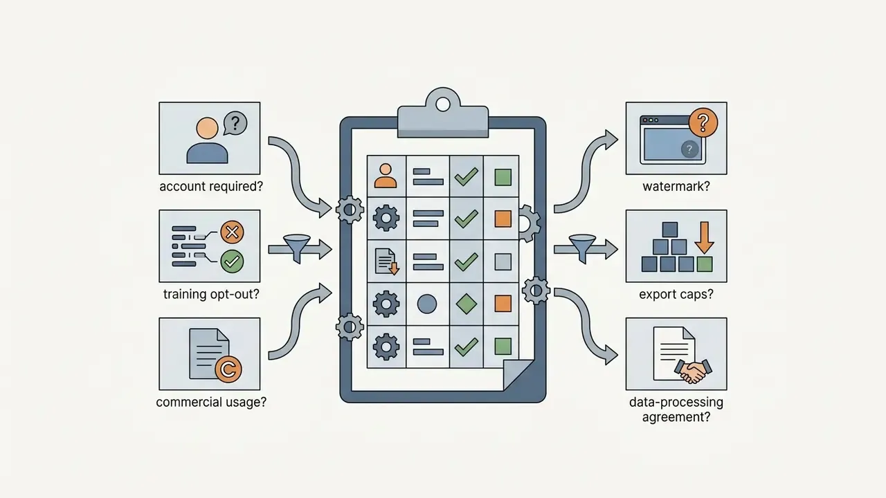 Clipboard list with icons and checkmarks representing software compliance and data audit requirements