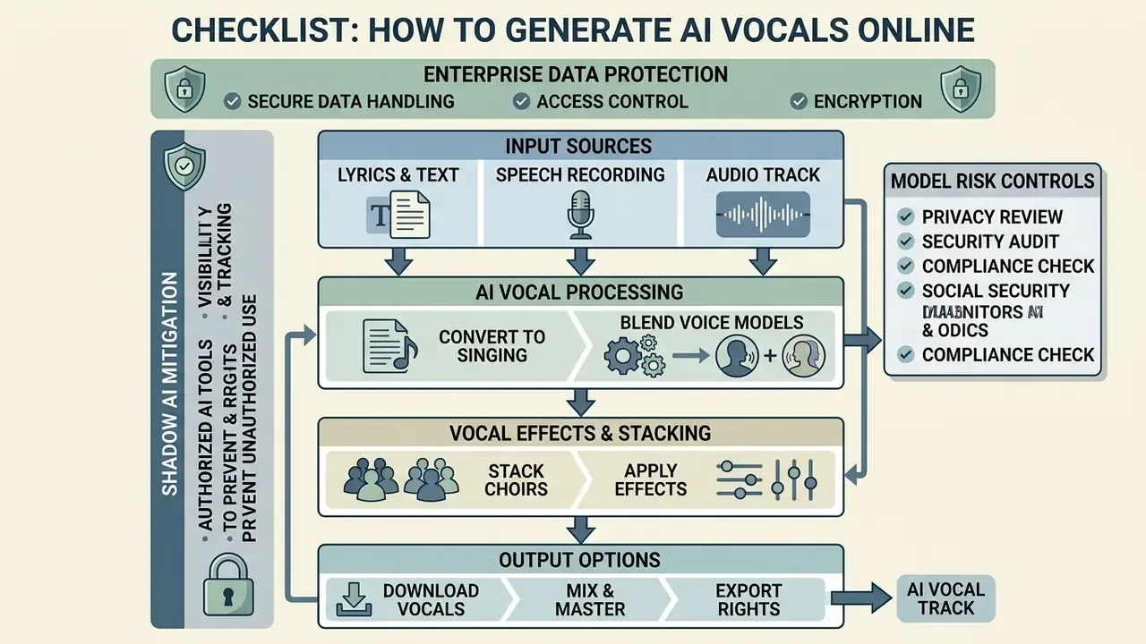 Workflow diagram detailing the production steps for a free AI singing voice generator online