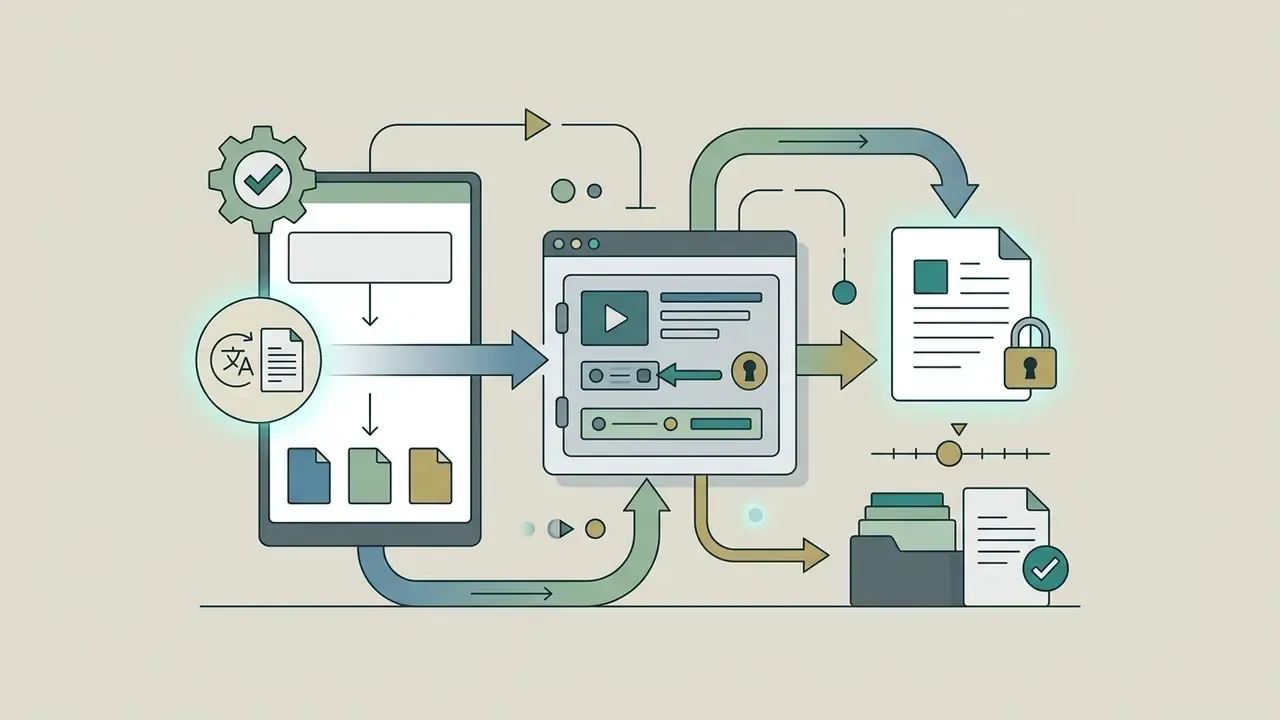 Mobile and desktop interfaces processing video data into locked documents and archived report files