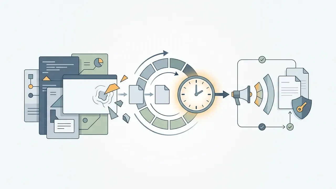Documents passing through a timer mechanism to trigger a megaphone alert for protected data files