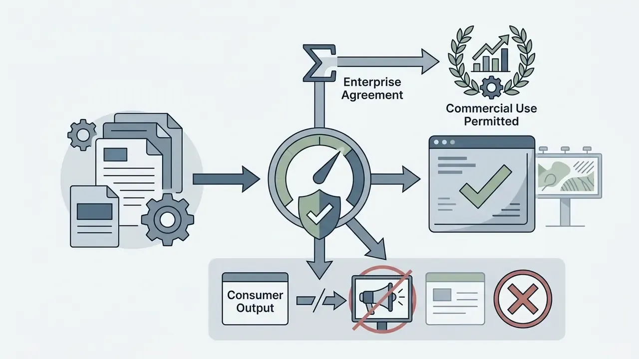 Documents passing through a gauge to distinguish between enterprise commercial use and consumer restrictions