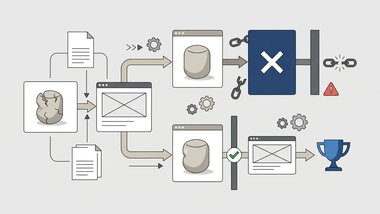 Process showing a flawed product image being filtered into rejected or approved marketing output