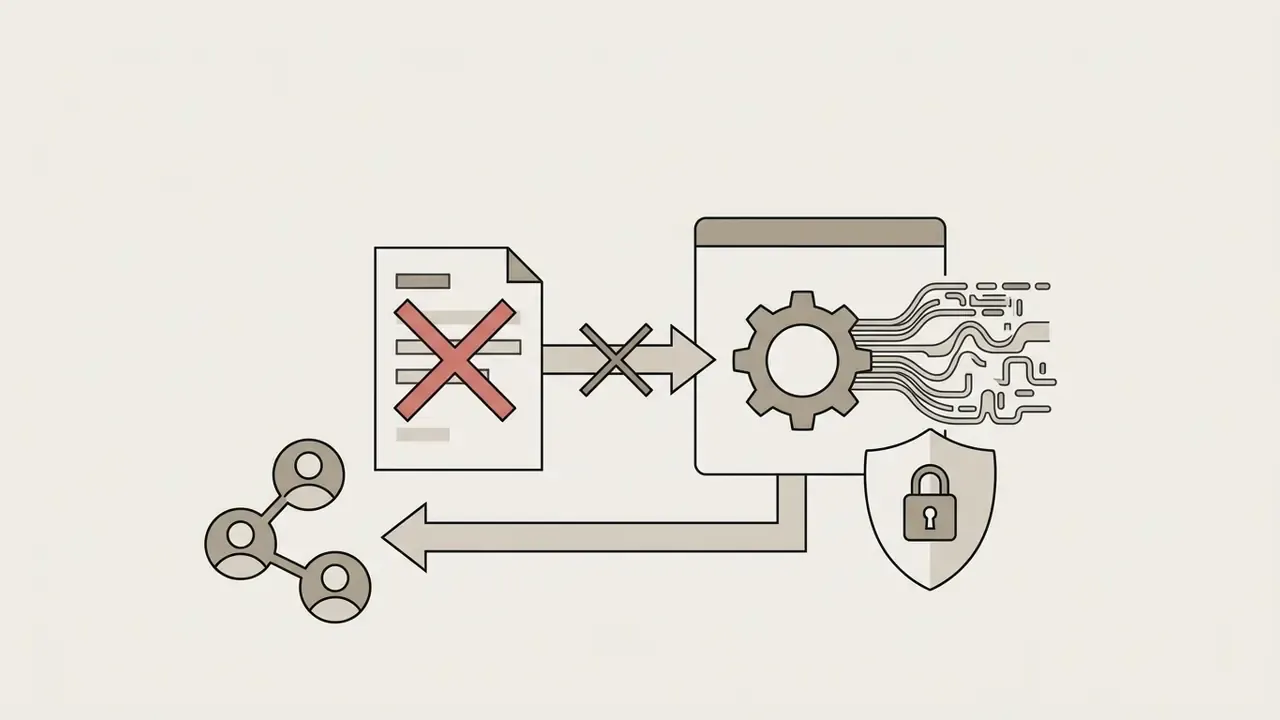 Document with a cross mark blocked from entering a processing gear mechanism protected by a shield