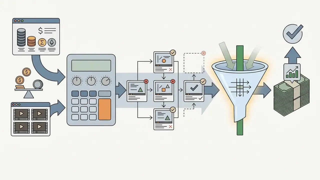 Calculator processing video generation costs through a series of iterative refinements into a final budget