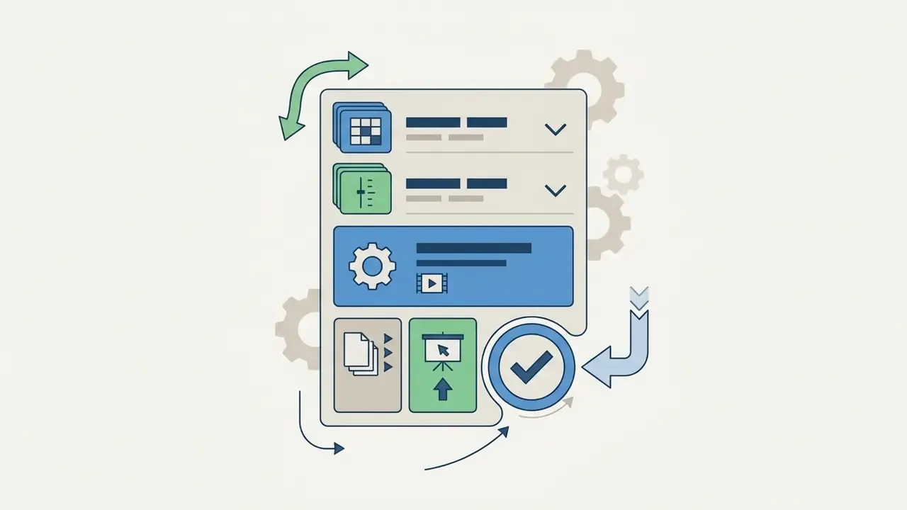 Panel with resolution and format settings plus share buttons and a checkmark icon for final export