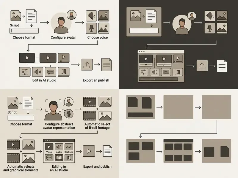 Step-by-step workflow showing how to create videos using the HeyGen AI video generator