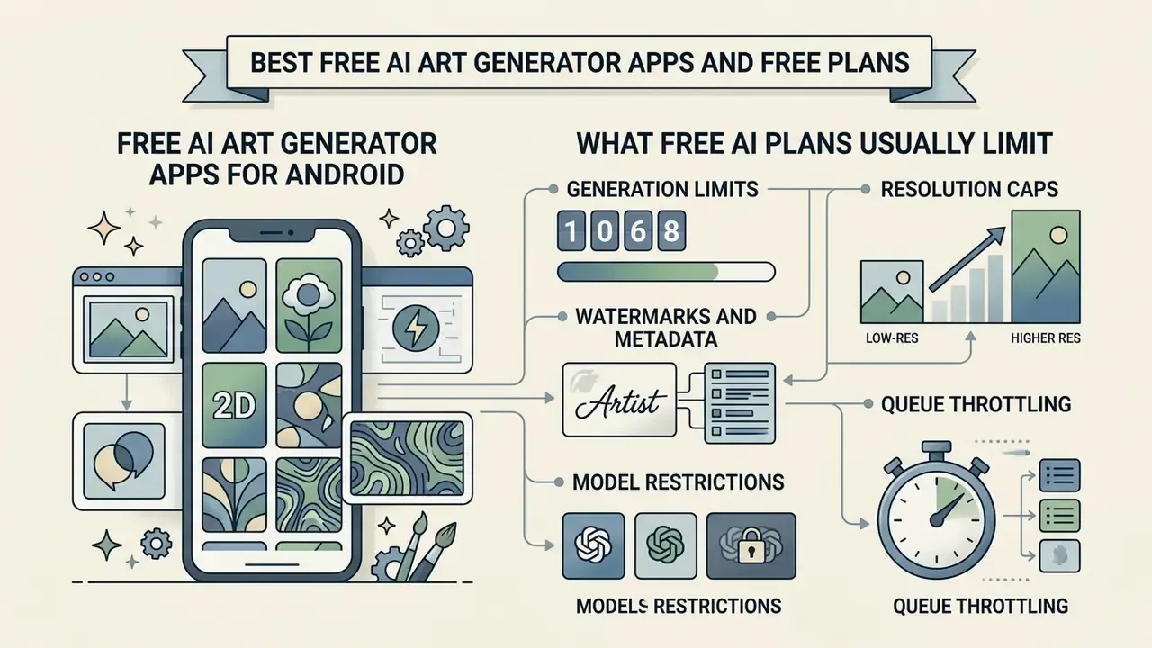 Summary of mobile app generation capabilities and common restrictions on free plan usage