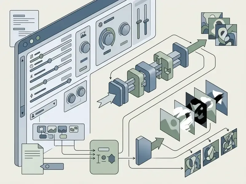 Interface showing sliders and knobs for adjusting image generation parameters and inpainting processes