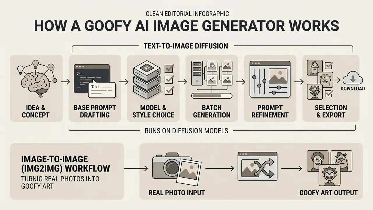 Flowchart detailing the steps from initial concept and prompt drafting to final image generation and export