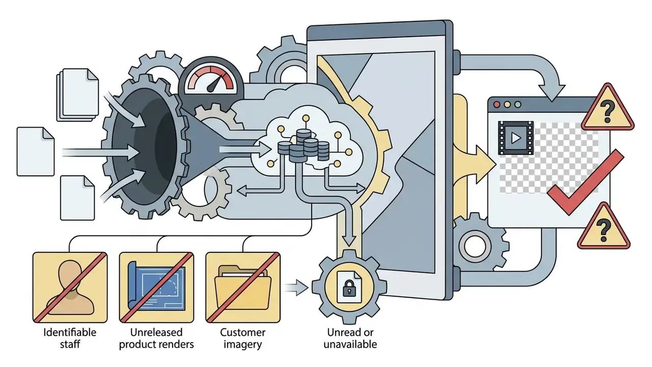 Data funnel diagram showing sensitive files being processed by a cloud system with security warnings