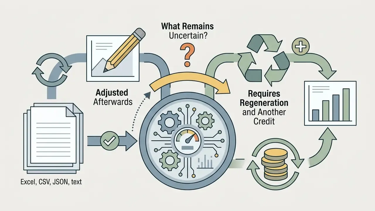 Workflow comparing direct editing of a chart versus regenerating it with a new credit