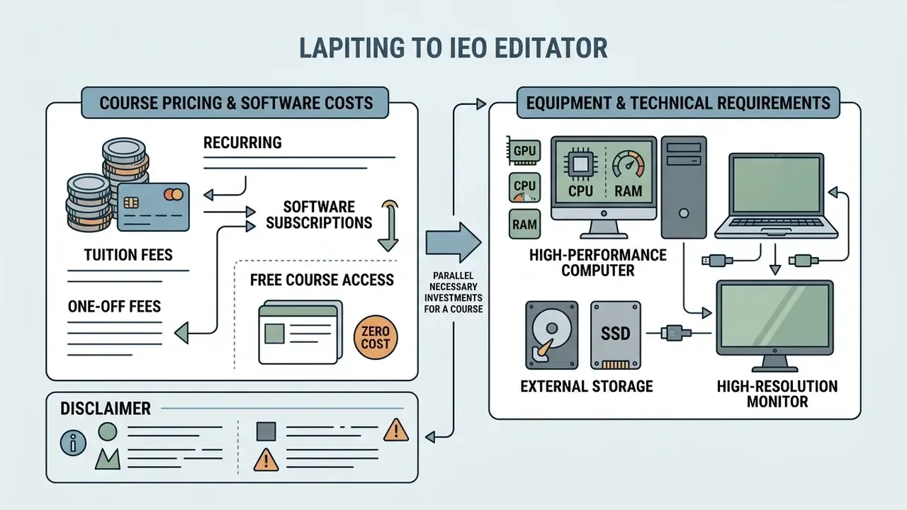 Diagram comparing financial costs of tuition and software against hardware and technical requirements