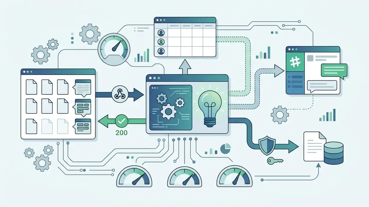 Central processing unit connecting data sources to messaging platforms and secure storage via webhooks