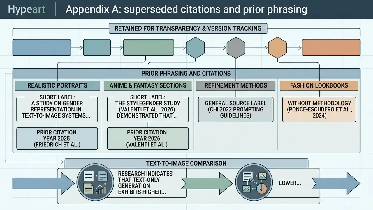 Diagram mapping historical research citations and phrasing for text-to-image generation methods