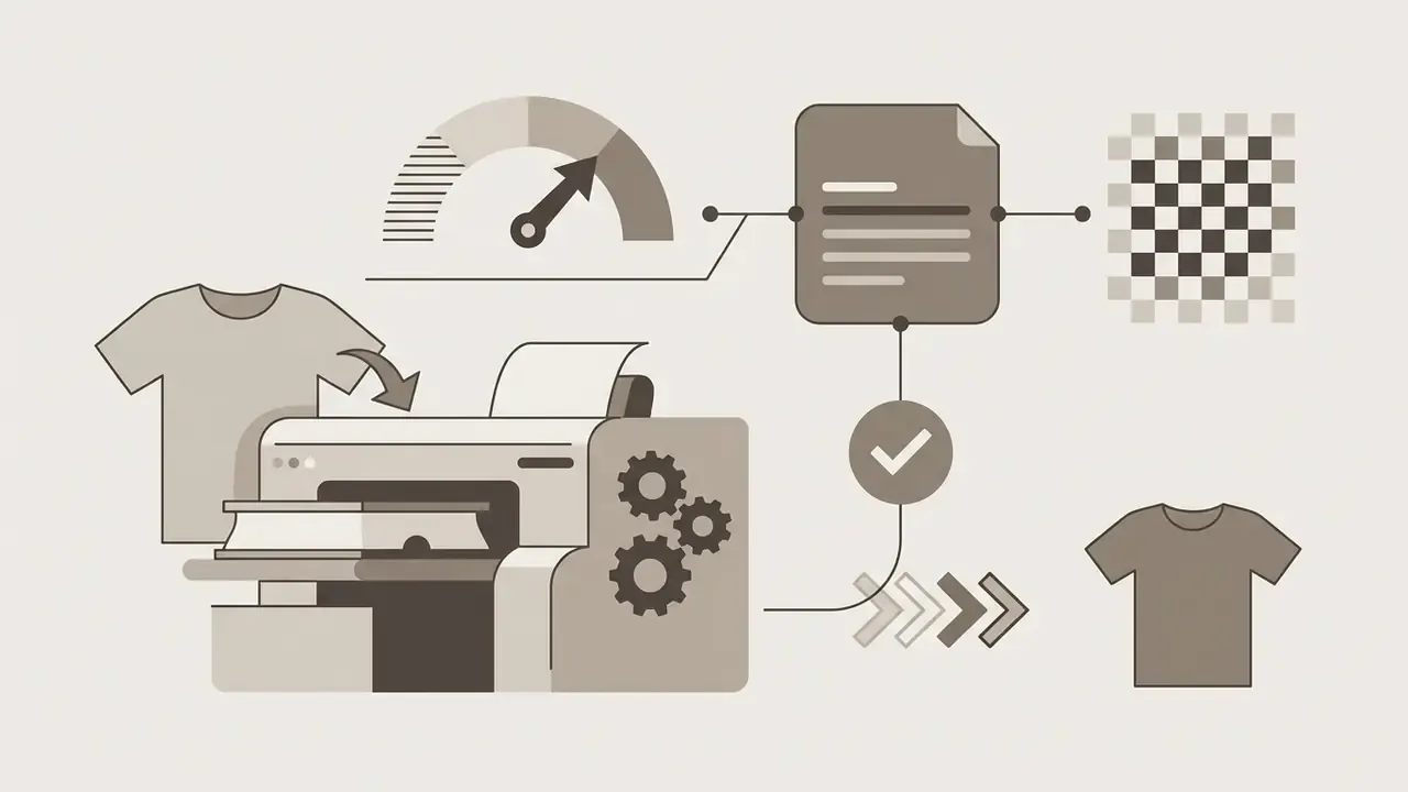 Printer processing a file with a transparent background to produce a printed t-shirt