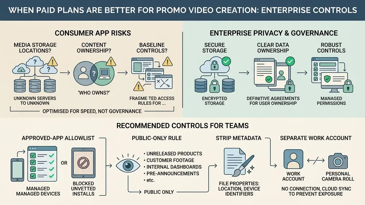 Comparison chart contrasting consumer app risks with enterprise governance and team security protocols