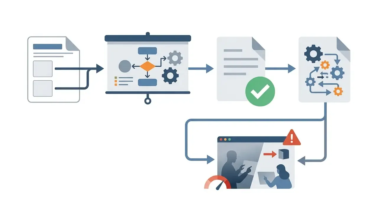 Documents feeding into a presentation board and gear processor that leads to a risk warning interface