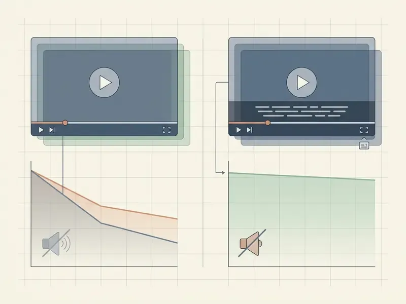 Comparison graph showing higher viewer retention for videos with subtitles versus those without