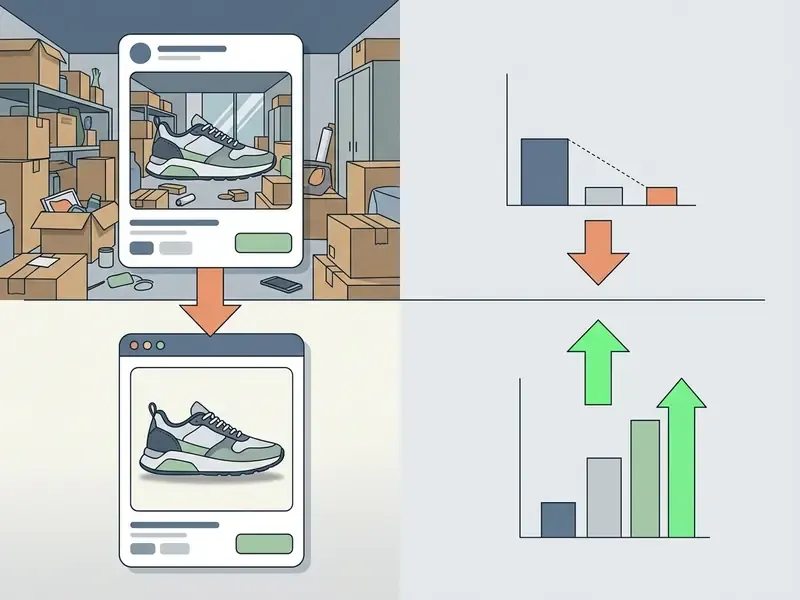 Diagram showing how cleaning product background clutter improves sales performance metrics