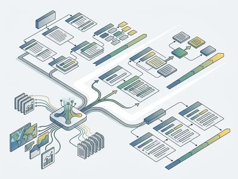 Central processing unit synthesizing research data into three distinct document structure options