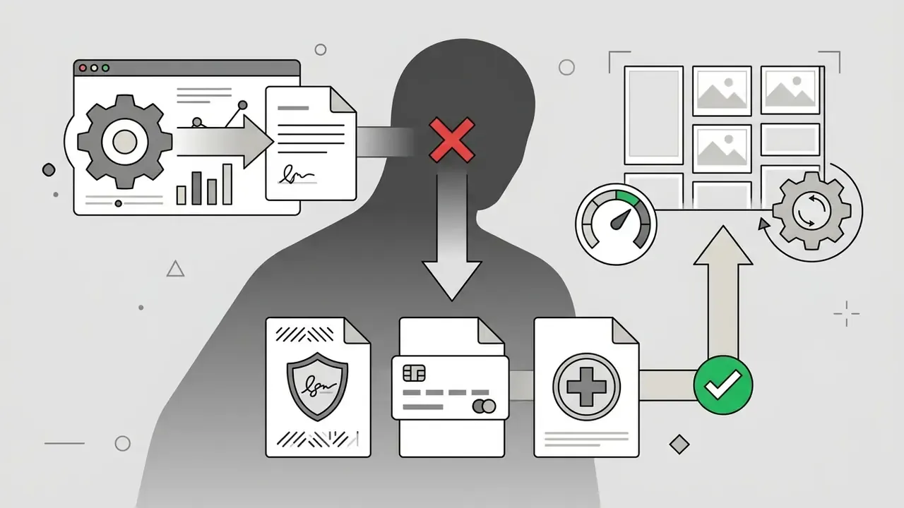 Silhouette blocking sensitive documents like credit cards and medical records from an automated workflow