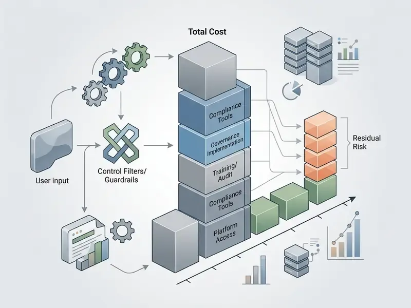 Diagram showing how input processes and governance layers contribute to total cost and residual risk