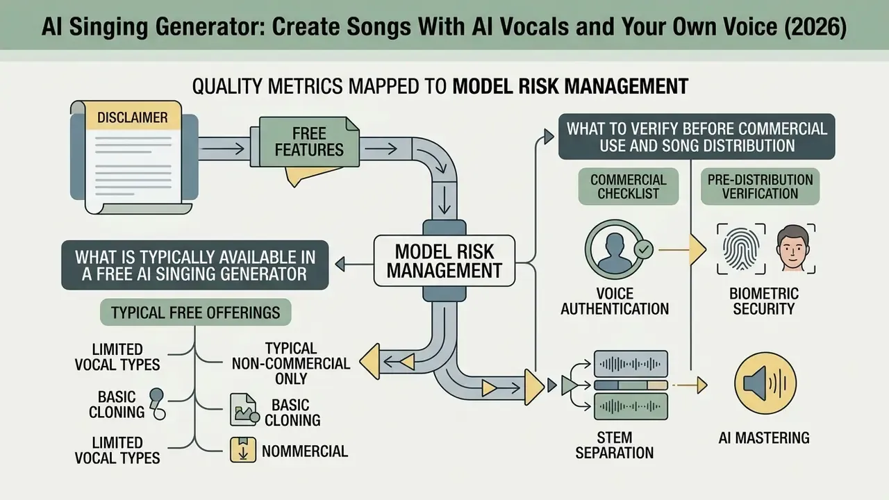 Summary of free vocal tool features linked to risk management, verification steps, and audio production