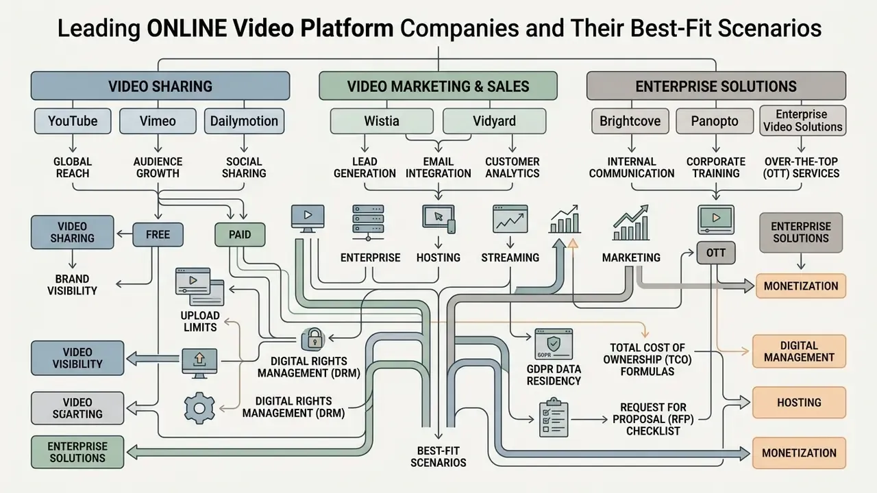 Flowchart mapping video service providers to specific business use cases and operational requirements