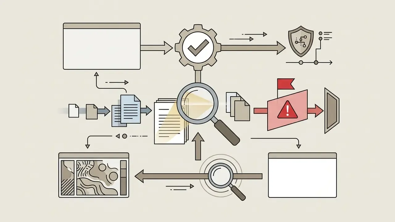 Magnifying glass scanning document streams to flag unauthorized content for compliance review