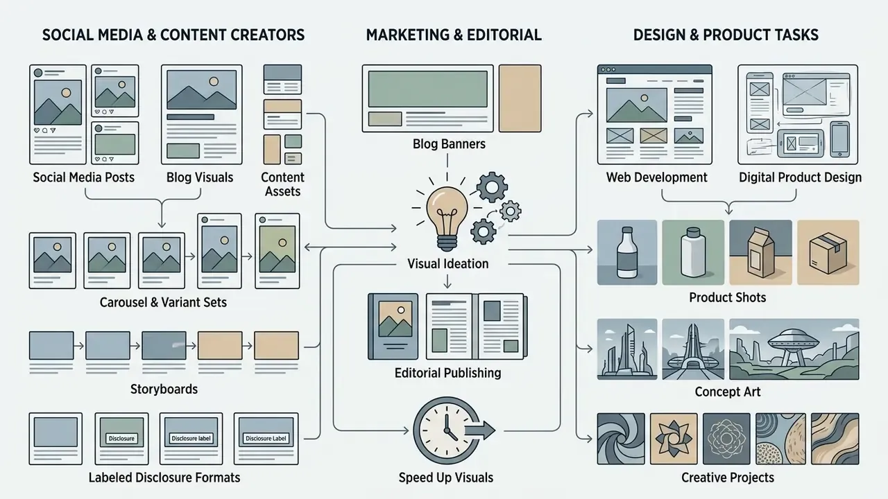 Visual map showing how creative tasks in marketing and design benefit from rapid visual ideation