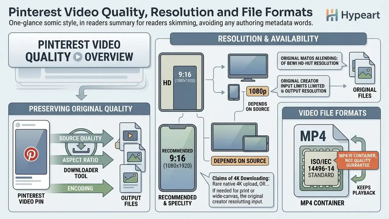 Infographic detailing how a Pinterest video downloader online maintains source quality and file formats