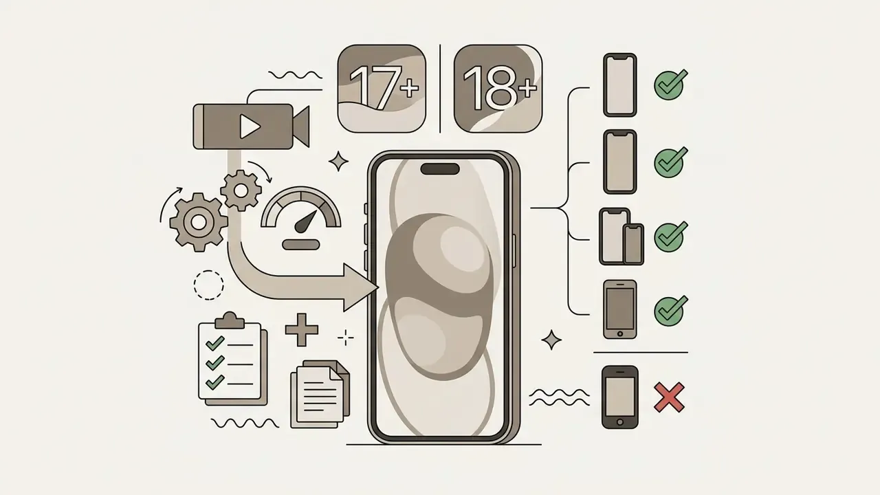 Diagram showing iPhone compatibility for Live Photo wallpapers across different iOS versions