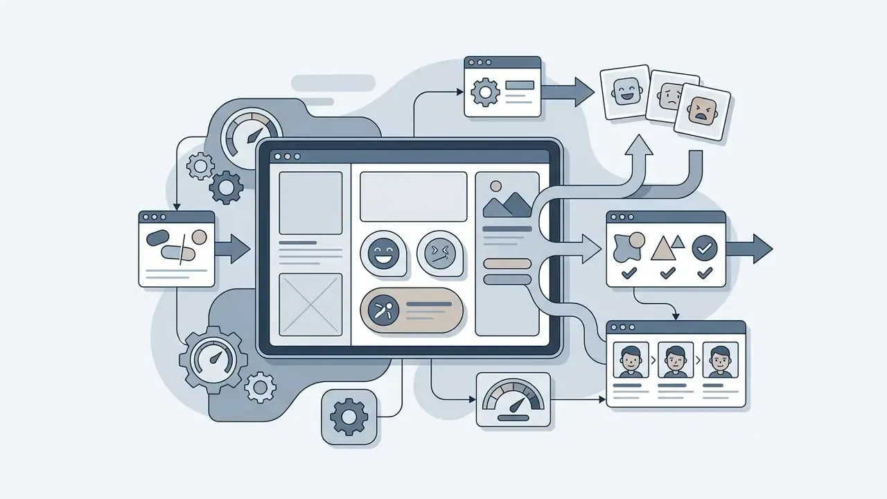 Central interface processing design elements to generate sticker packs and character expression sets