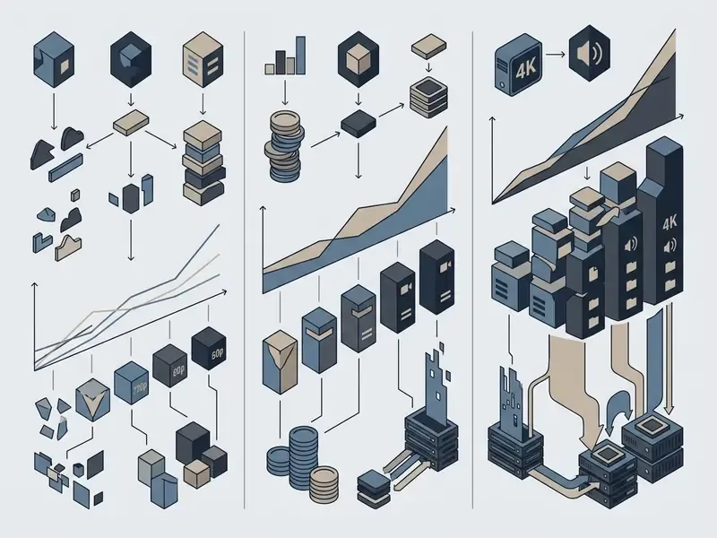 Three-column infographic illustrating variable costs, credit consumption, and server resource usage for AI video