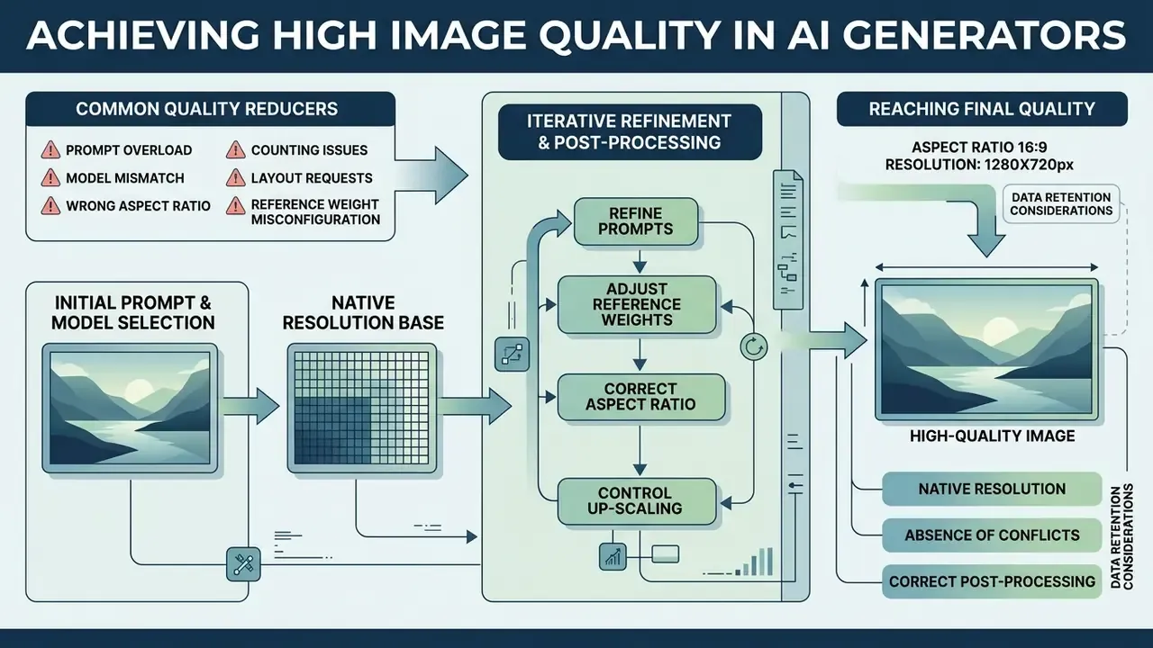 Infographic showing steps to improve generative outputs through refinement and post-processing techniques