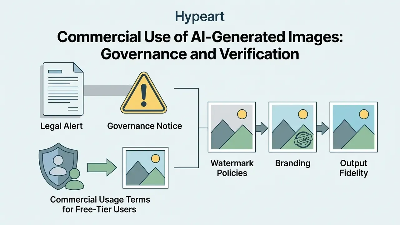Infographic showing legal alerts, usage terms, and steps for image watermarking and branding