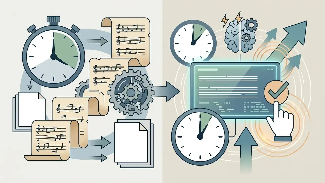 Comparison of manual music transcription using gears and paper versus automated processing with a computer