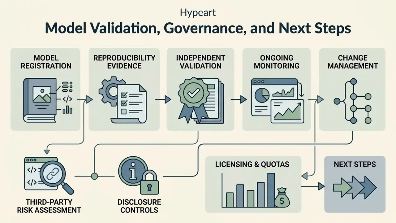 Process flow diagram outlining model governance steps for a free AI voice generator