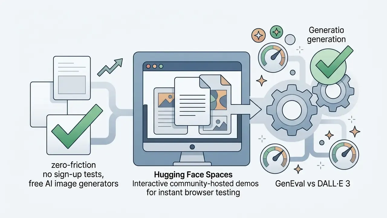 Browser interface showing how Hugging Face Spaces provides zero-friction access to AI image generators
