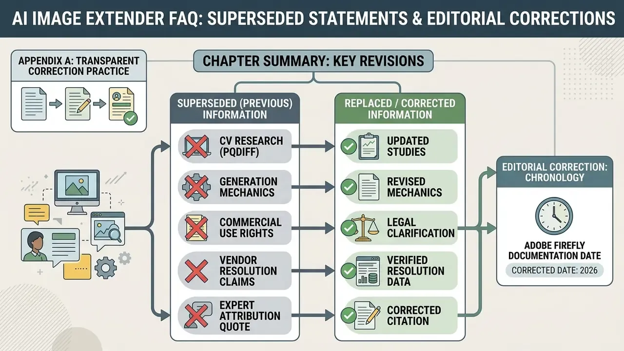 Flowchart comparing superseded information with updated revisions and editorial corrections