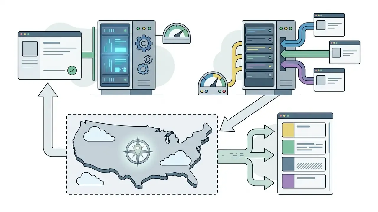 Servers processing data from a map region and distributing outputs to multiple client documents