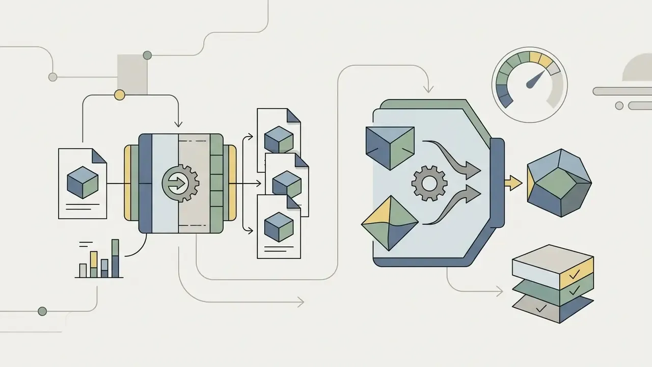 Diagram showing the process of duplicating and merging geometric elements in AI image editing