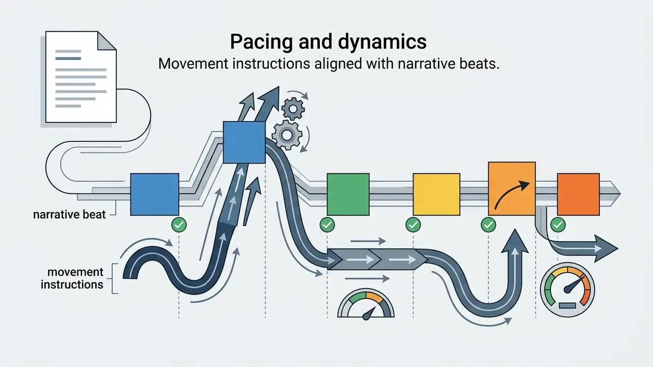 Document feeding into a path of colored blocks and arrows representing synchronized motion and speed