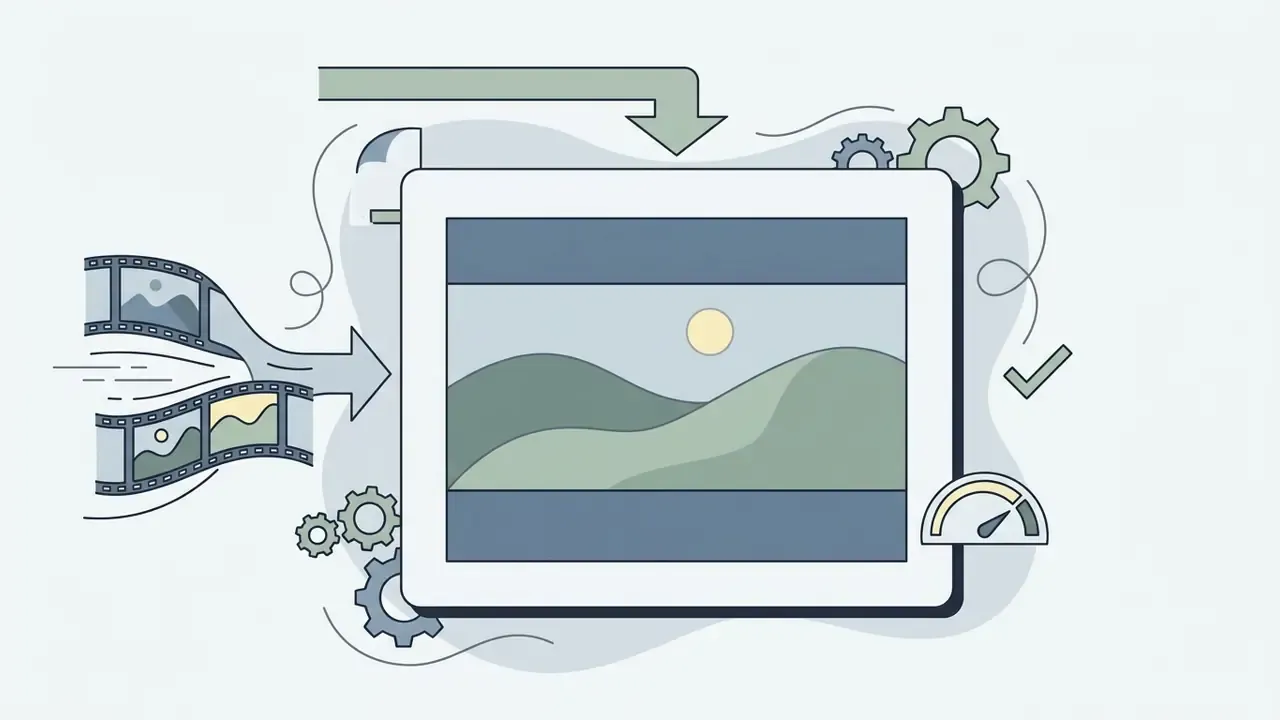 Wide video frame centered on a screen with horizontal bars added to the top and bottom