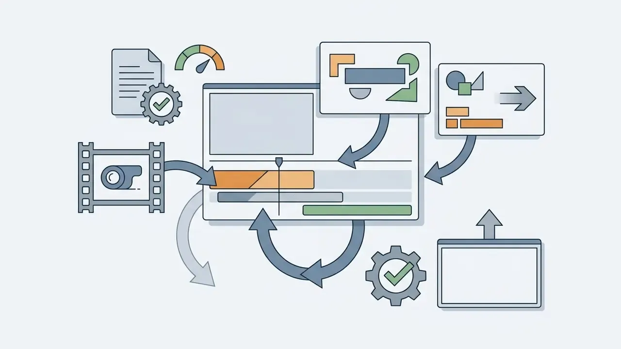 Video editing interface receiving animated assets and footage to produce exported media files