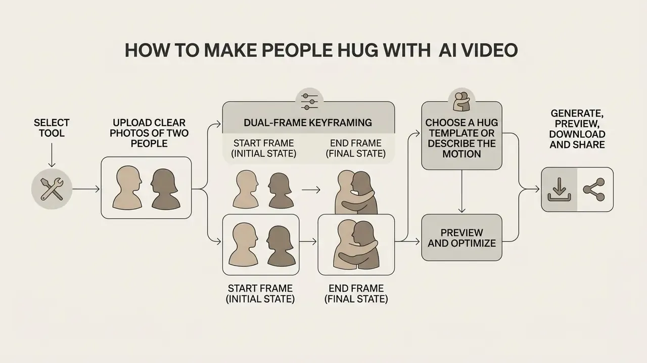 Step-by-step guide showing how to use an ai hug video generator to animate photos into embrace clips