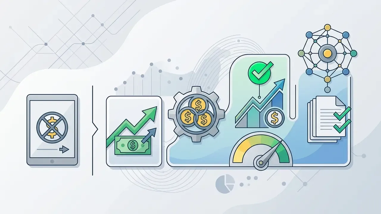 Transition from restricted free access to commercial usage with growth and performance icons