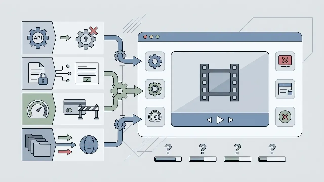System showing how API, registration, and payment barriers prevent a Perchance AI video generator from working