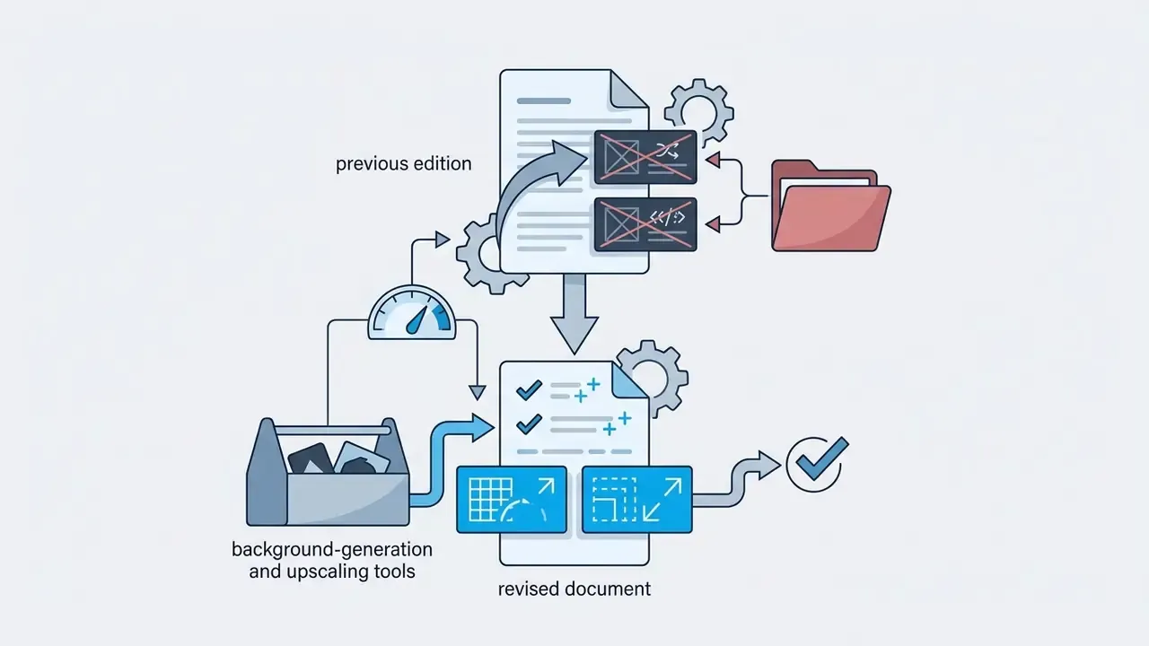 Old content being replaced by new background generation and upscaling tool workflows