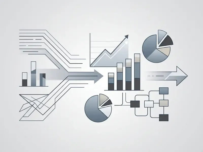Lines converging raw data into processed financial charts and analytical diagrams